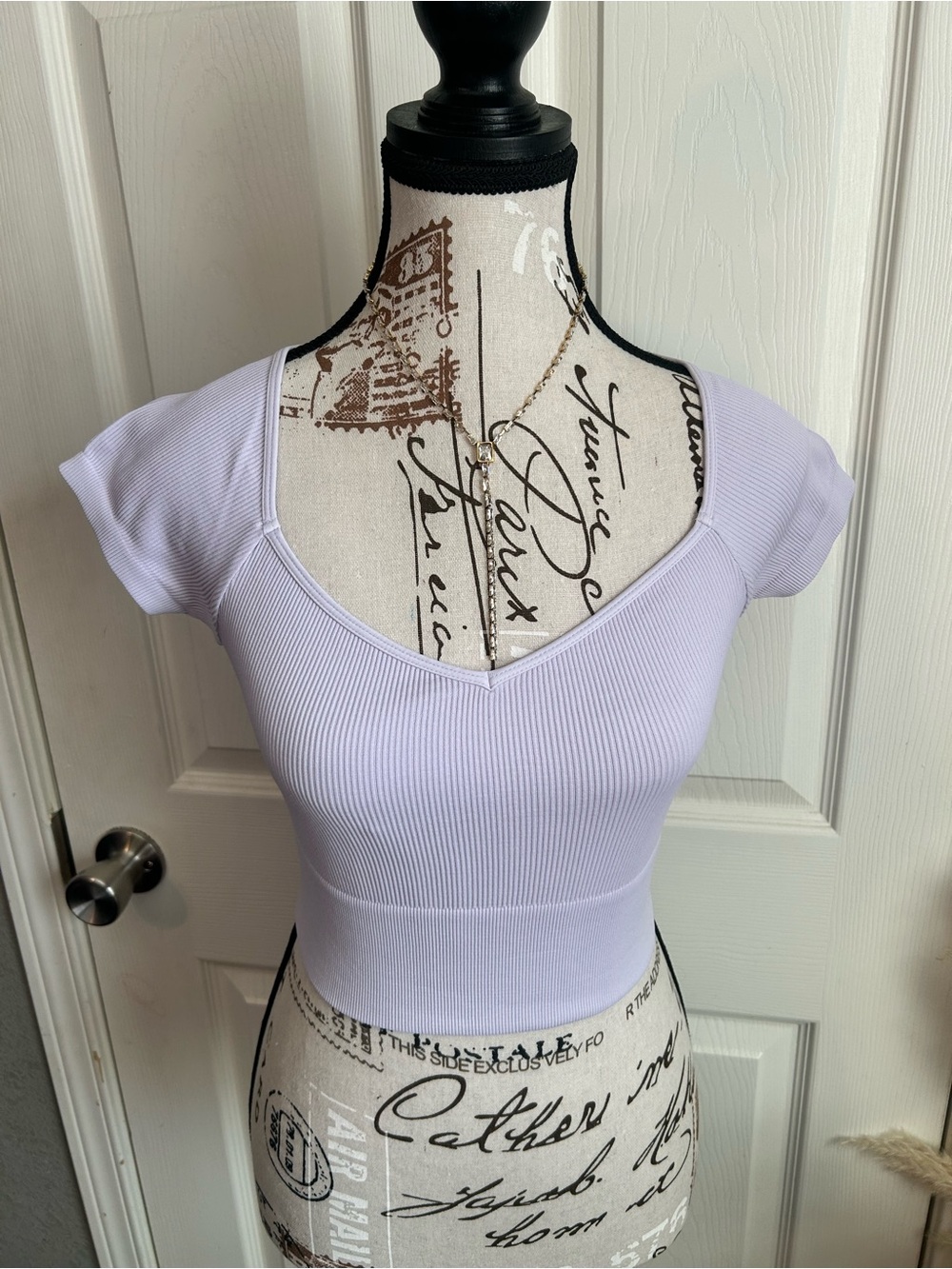 Nikibiki Lilac Ribbed Short Sleeve Crop Top